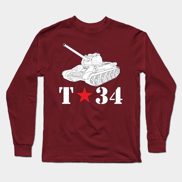 Soviet T-34 tank Long Sleeve T-Shirt by FAawRay